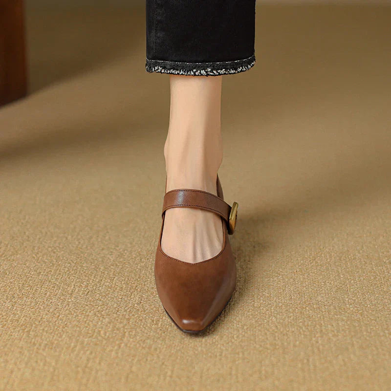 Womens Genuine Leather Heels Classic Fit