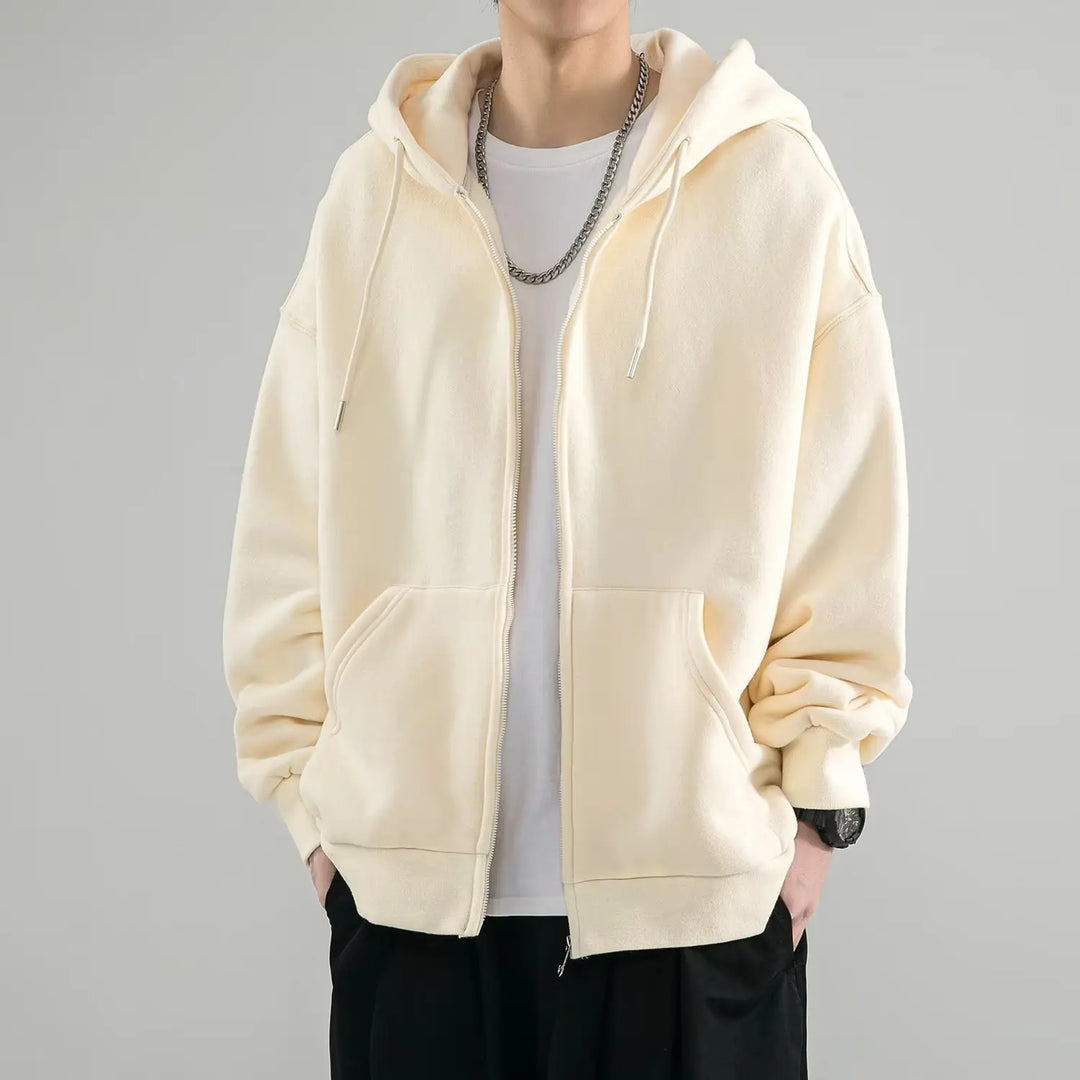 Mens Hooded Sweater with Zip Relaxed Fit