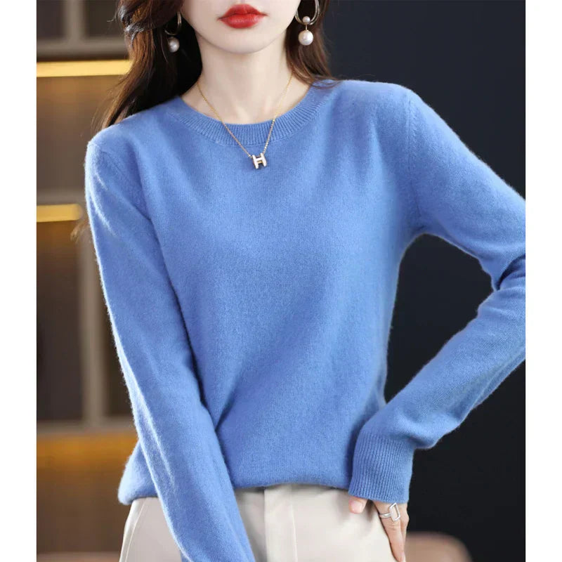 Womens Merino Wool Crew Neck Soft Sweater
