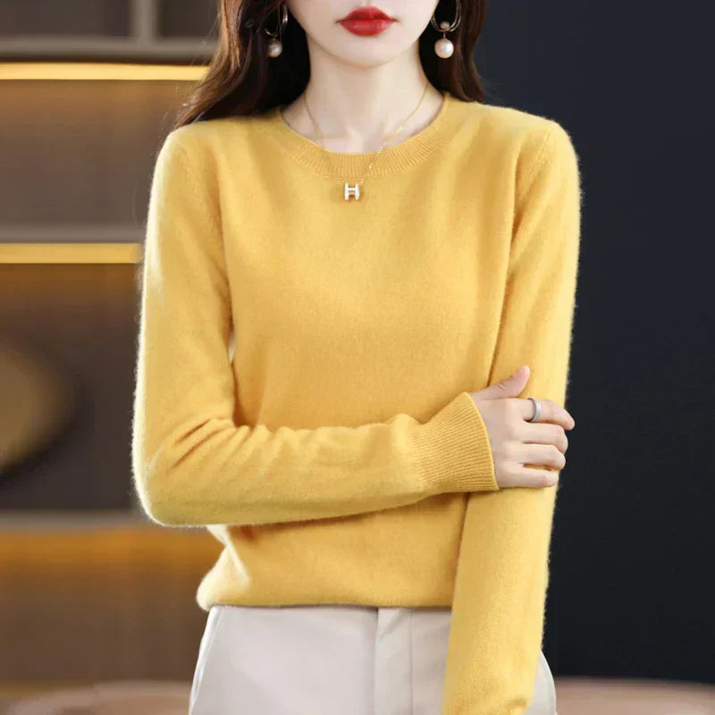 Womens Merino Wool Crew Neck Soft Sweater
