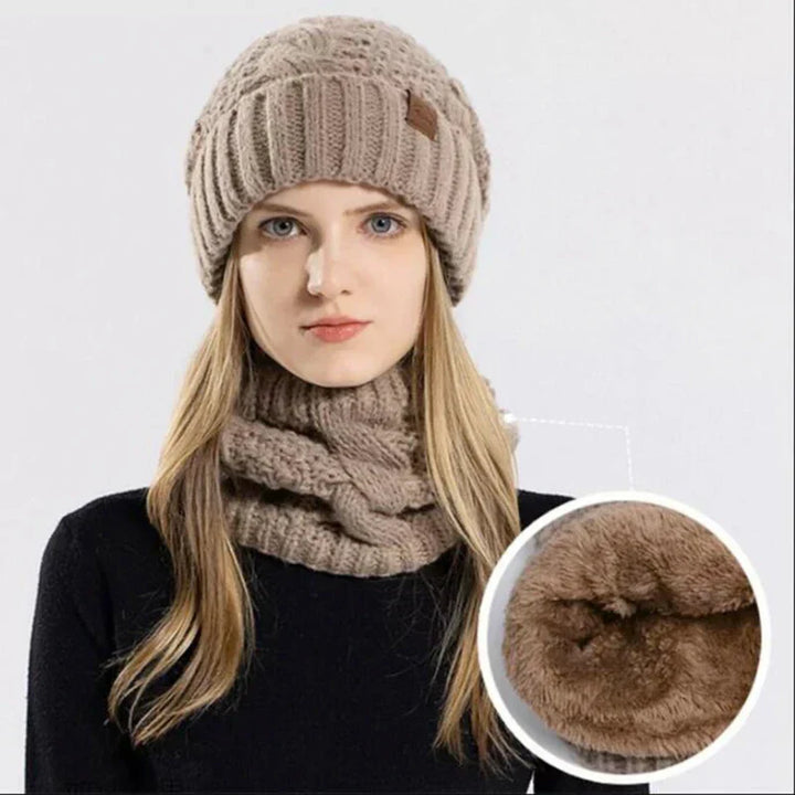 Womens Knit Hat and Scarf Set Warm Soft - BritishMode