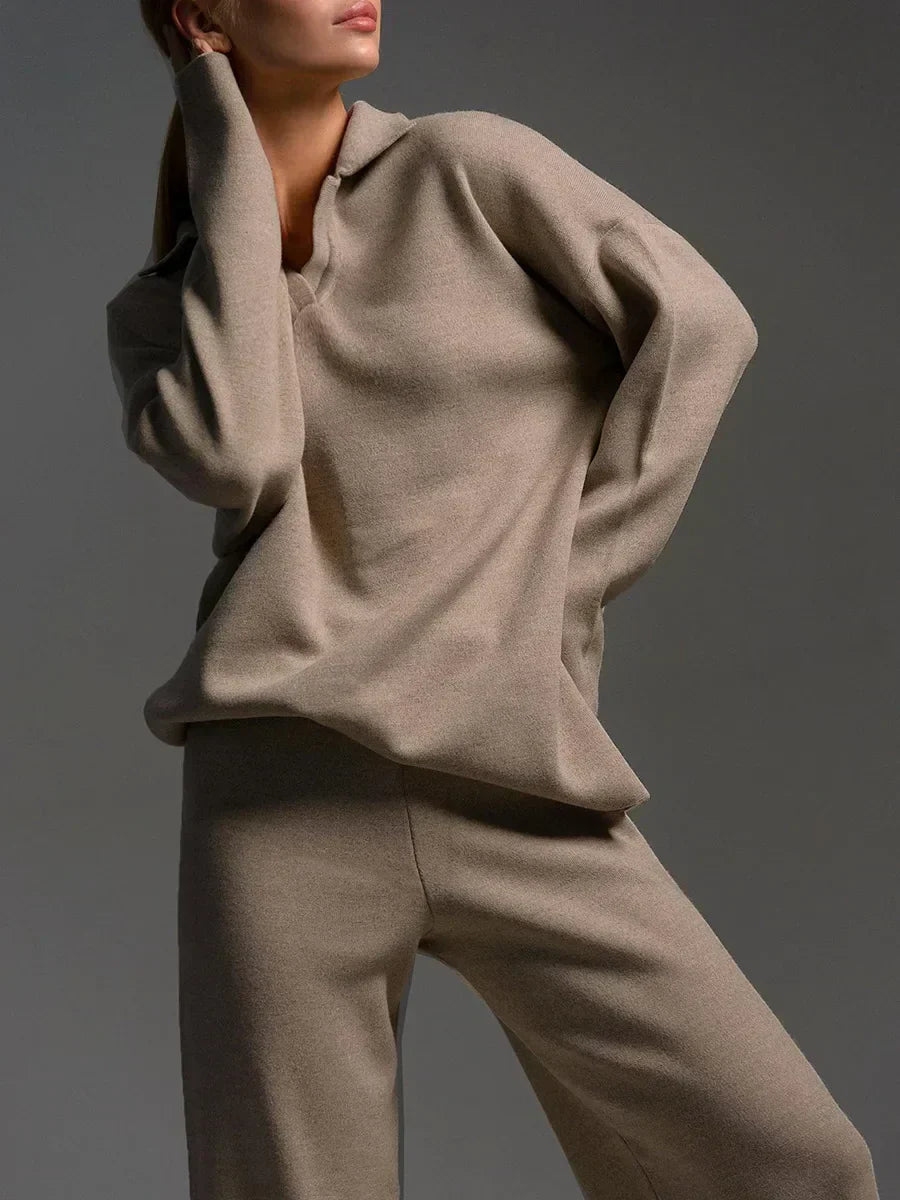 Womens Wide Leg Pants Set Relaxed Fit