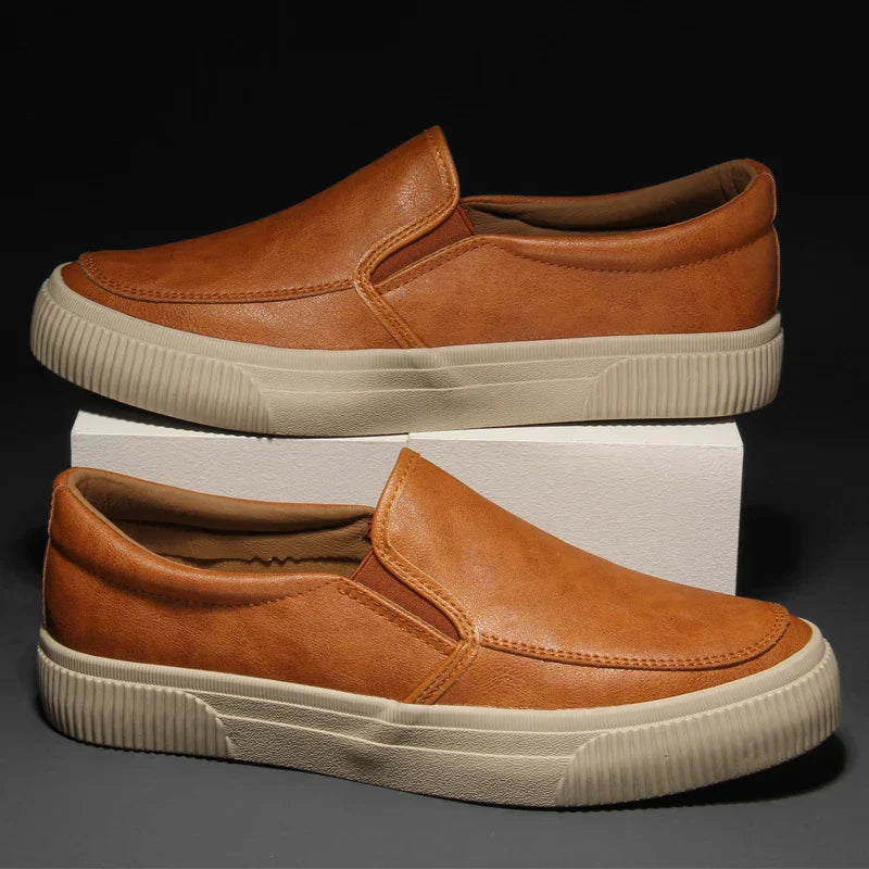 Mens Leather Loafers Slip-On Classic Fit