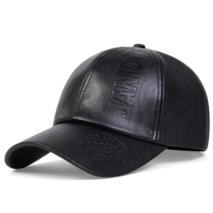 Unisex Leather Baseball Cap Adjustable Fit