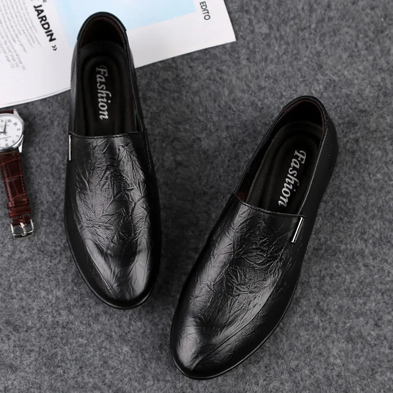 Mens Loafers Genuine Leather Slip-On