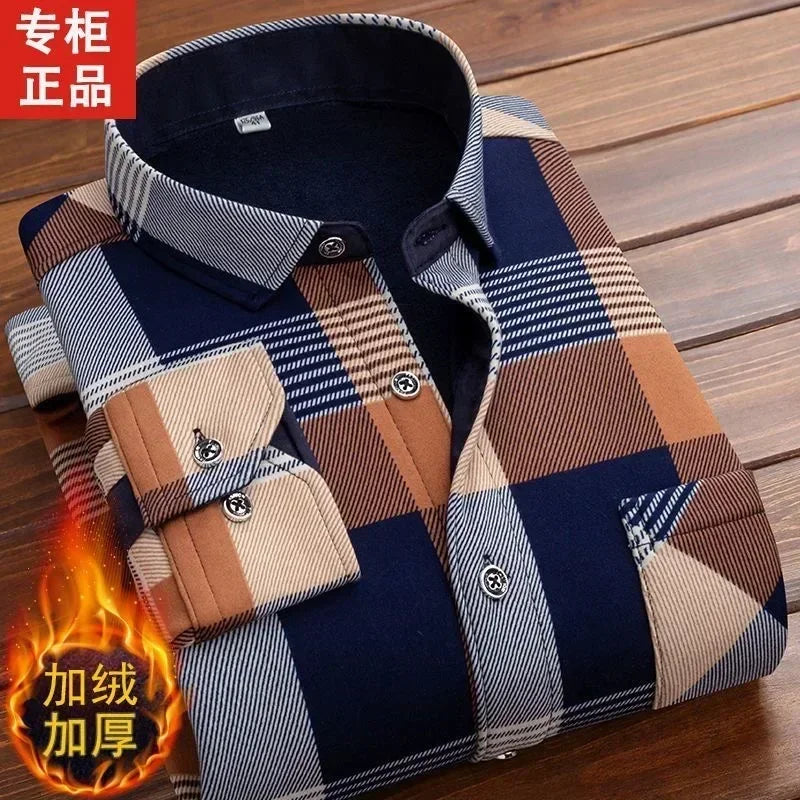 Mens Flannel Shirt Fleece Lined Warm Relaxed Fit