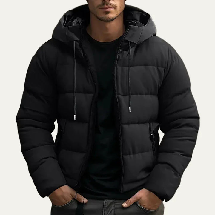 Mens Quilted Puffer Jacket with Hooded Design