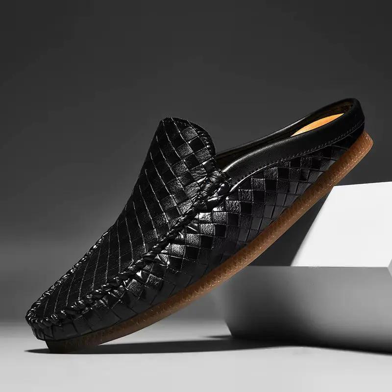 Mens Leather Slides Comfortable Slip-On