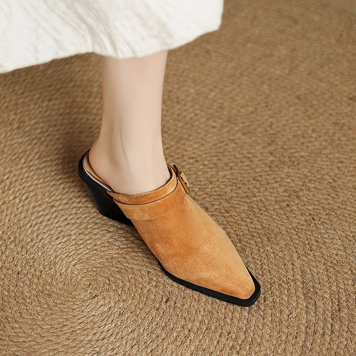 Womens Suede Mules Slip-On Style