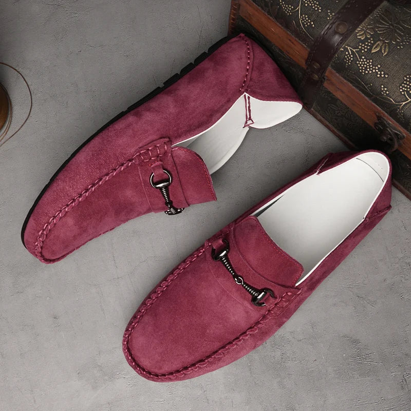 Mens Loafers Genuine Suede Slip-On