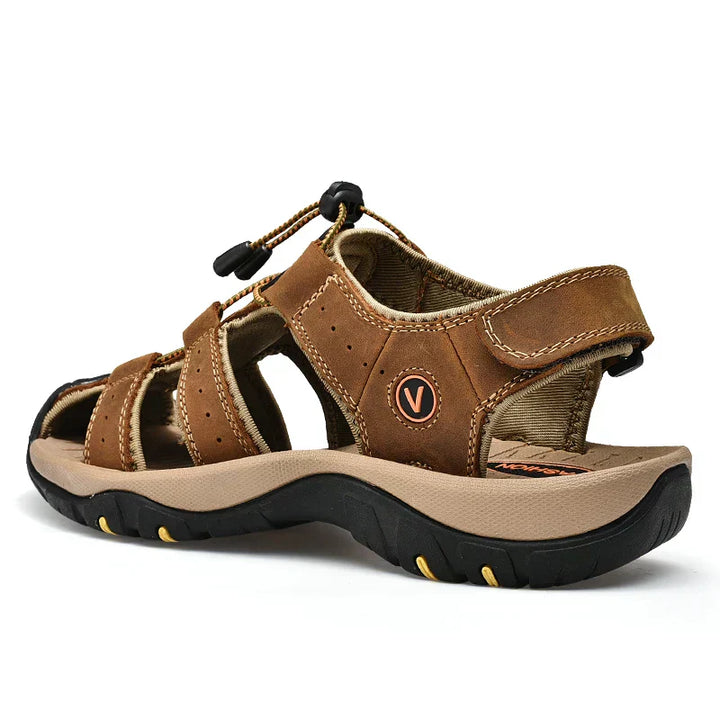 Mens Outdoor Hiking Sandals Closed-Toe Adjustable Strap