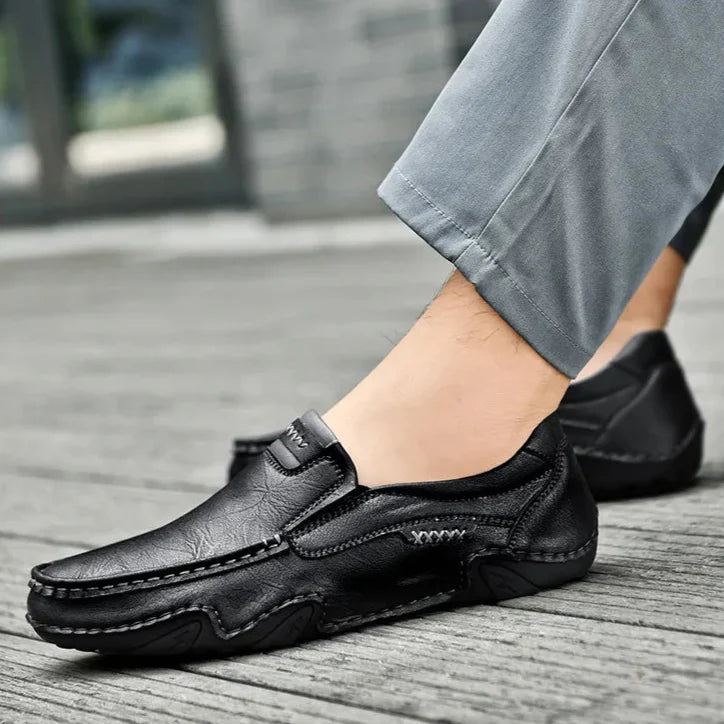 Mens Leather Loafers Slip-On Classic Fit