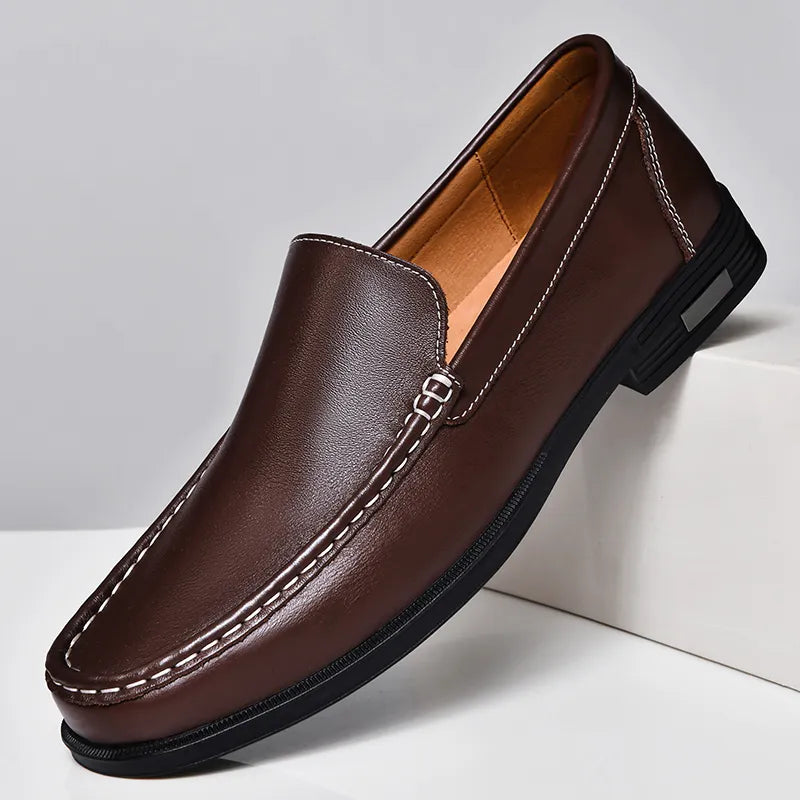 Mens Leather Slip-On Loafers Comfortable Fit