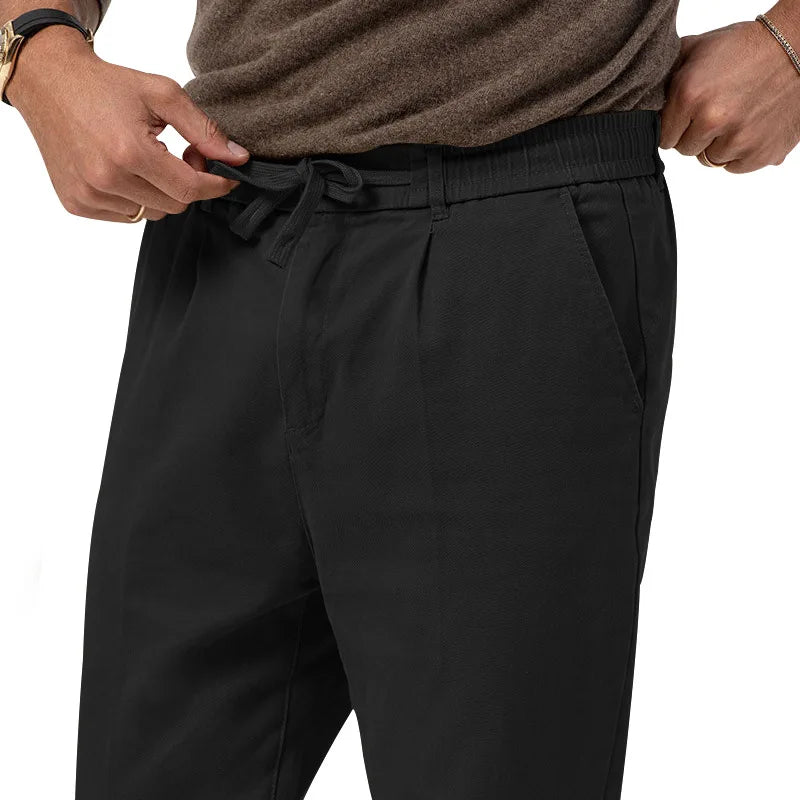 Mens Cotton Pants Relaxed Fit Summer