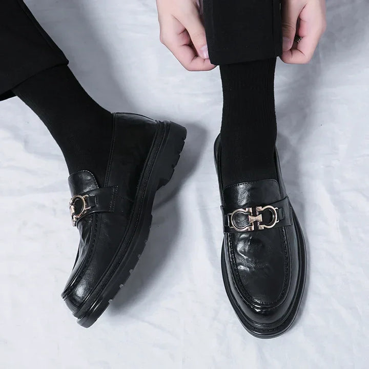 Mens Leather Loafers Slip-On Classic Fit