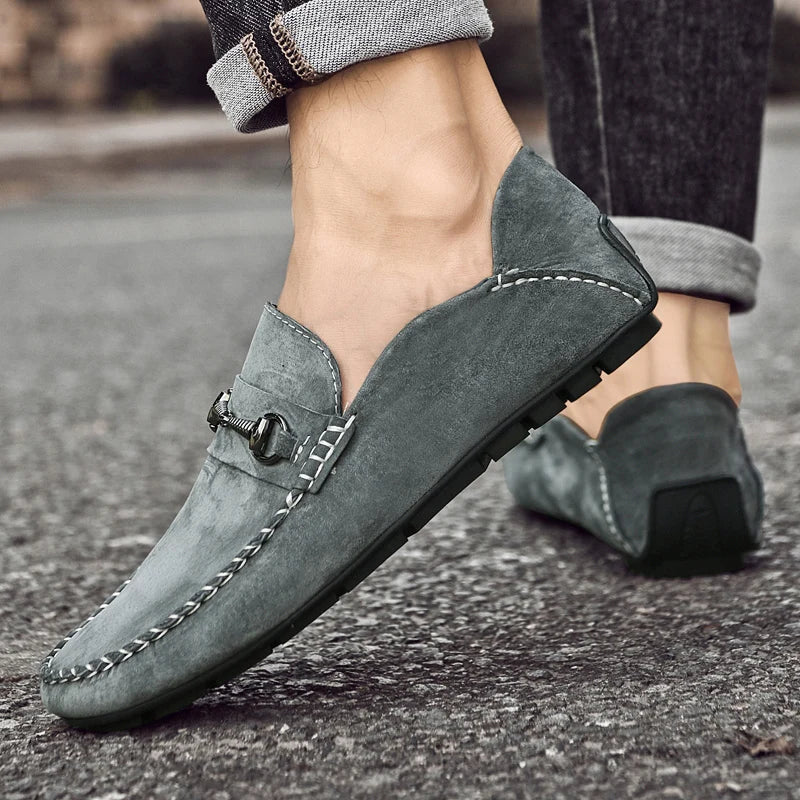 Mens Loafers Genuine Suede Slip-On