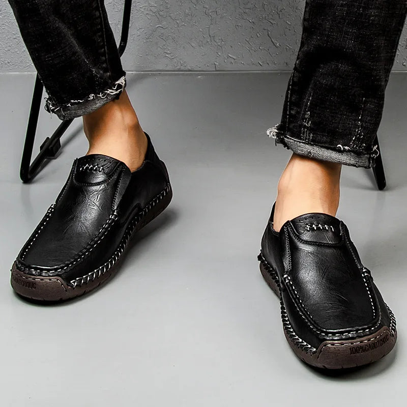 Mens Loafers Genuine Leather Slip-On