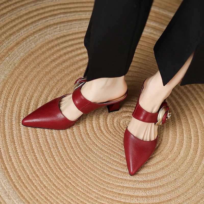 Womens Genuine Leather Heels Classic Fit