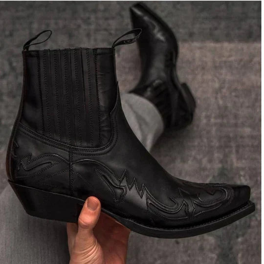 Mens Leather Cowboy Boots Rugged Western Style - BritishMode