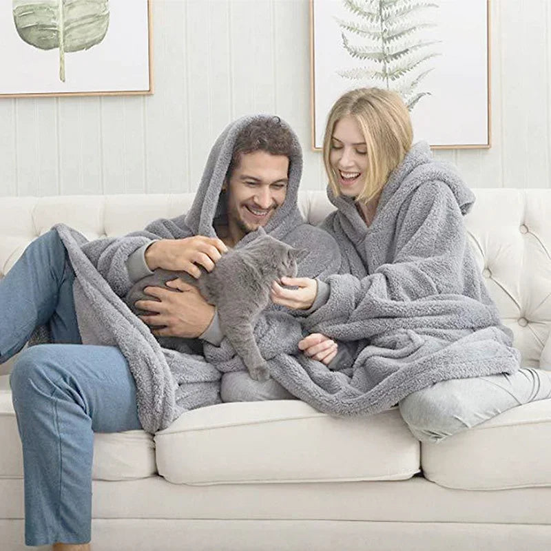 Unisex Oversized Hoodie with Flannel Blanket and Fleece Lining - BritishMode