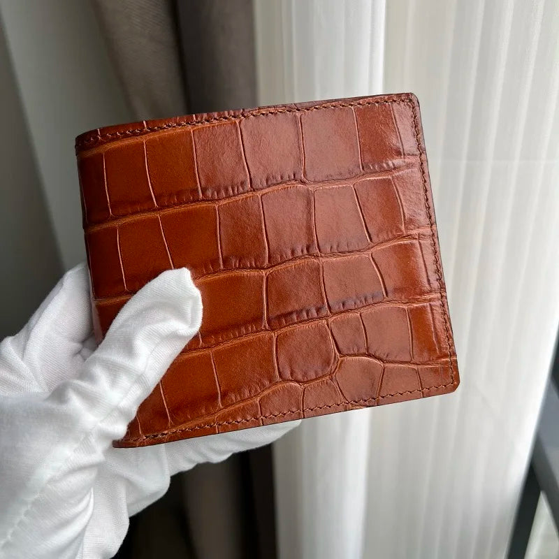 Mens Fold Wallet Crocodile Skin Texture