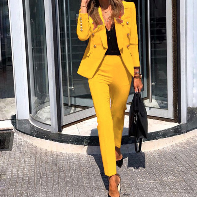 Womens Suit Jacket and Pants Set Tailored Fit - BritishMode