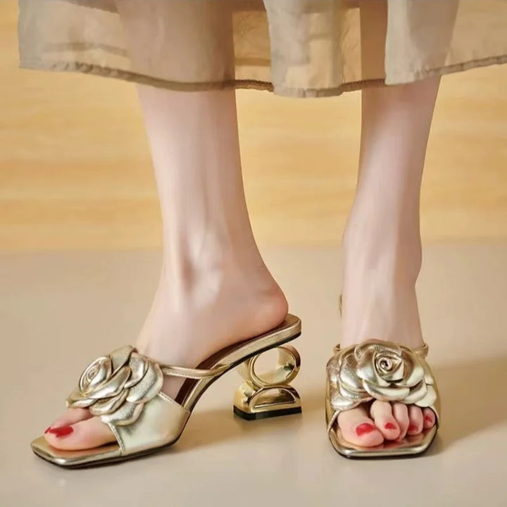 Womens Heels with Rosette Detail
