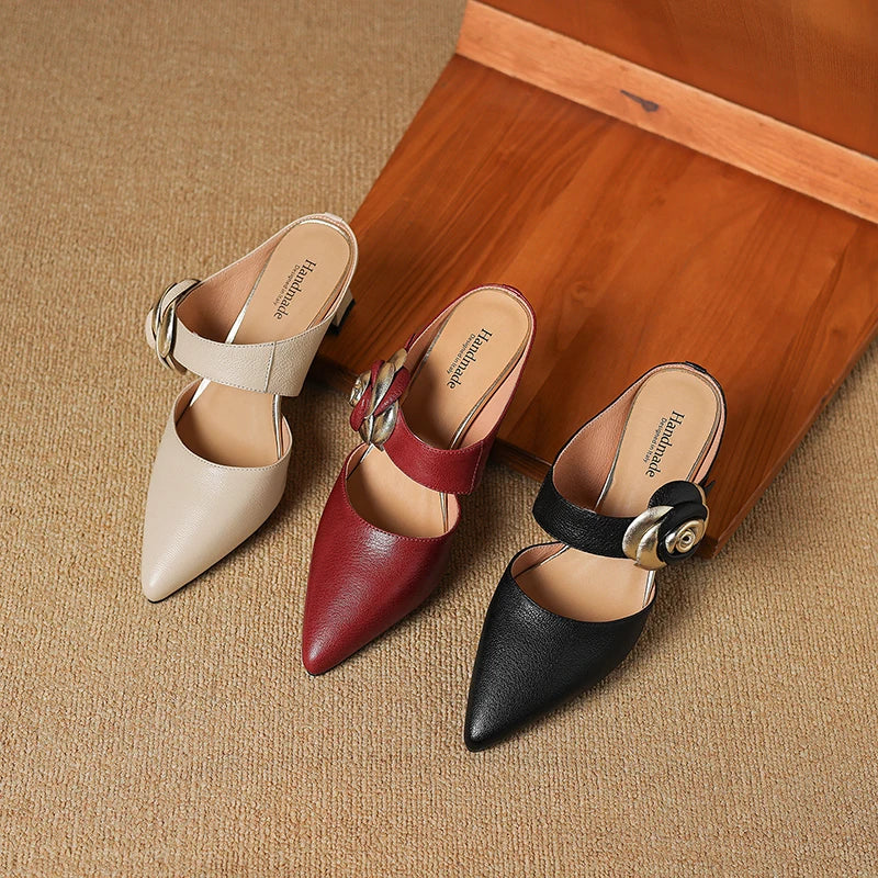 Womens Genuine Leather Heels Classic Fit