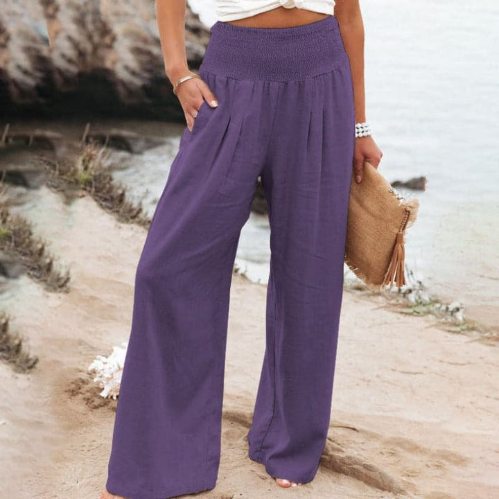 Womens Wide Leg Trousers Comfortable Relaxed Fit
