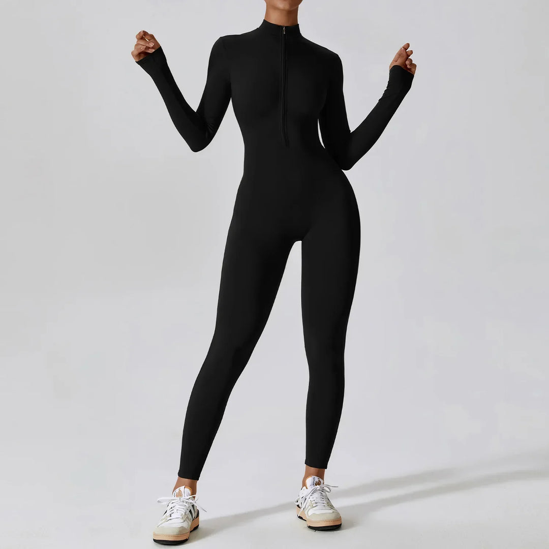 Womens Jumpsuit Full Zip Front Relaxed Fit