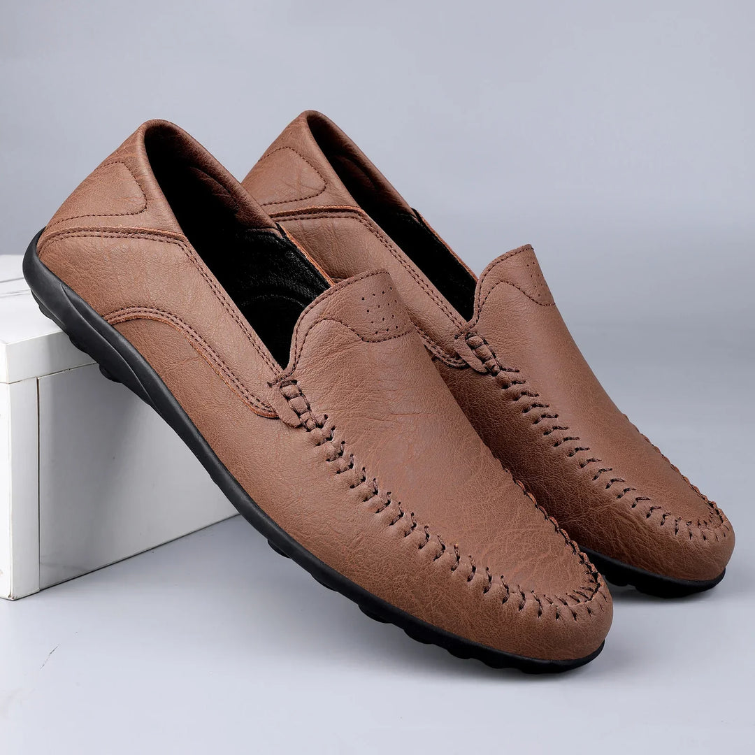 Mens Leather Loafers Slip-On Classic Fit