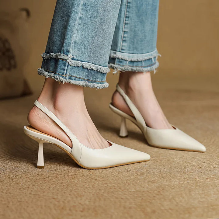 Womens Slingback Shoes Genuine Leather