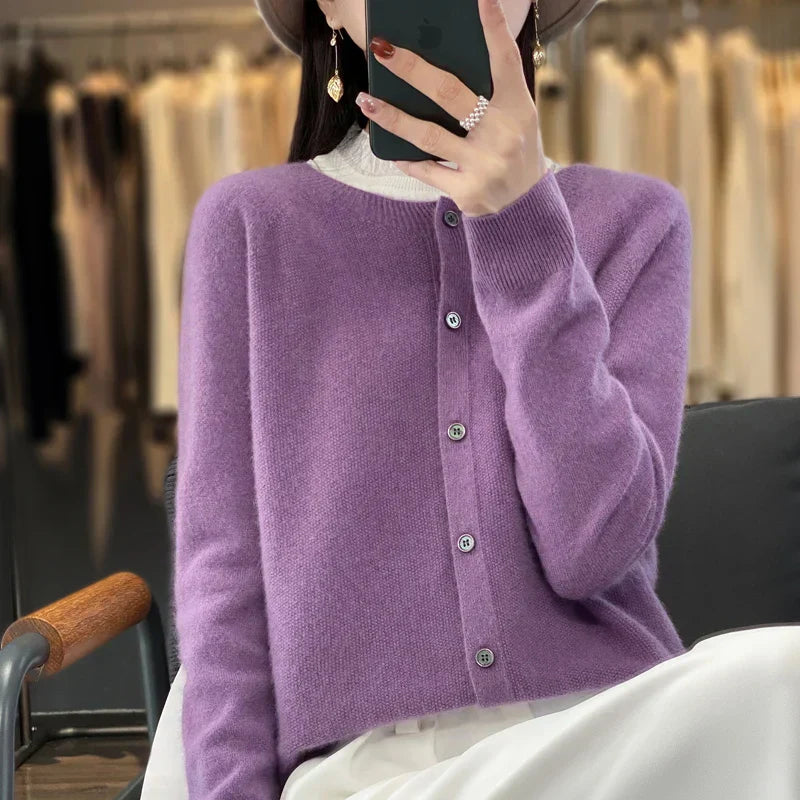 Womens Wool Cardigan Sweater Soft Open Front