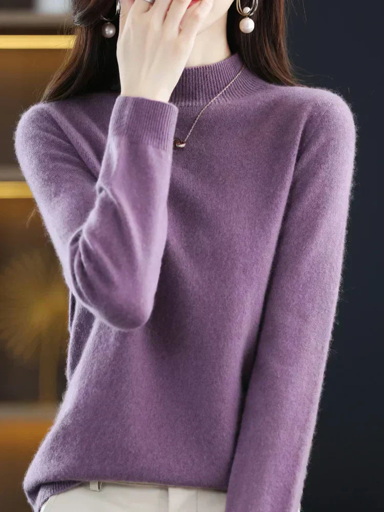 Womens Merino Wool Sweater Soft Fitted