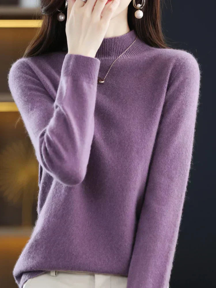 Womens Merino Wool Crew Neck Soft Sweater