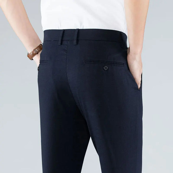 Mens Straight Pants Linen Blend Lightweight Comfortable