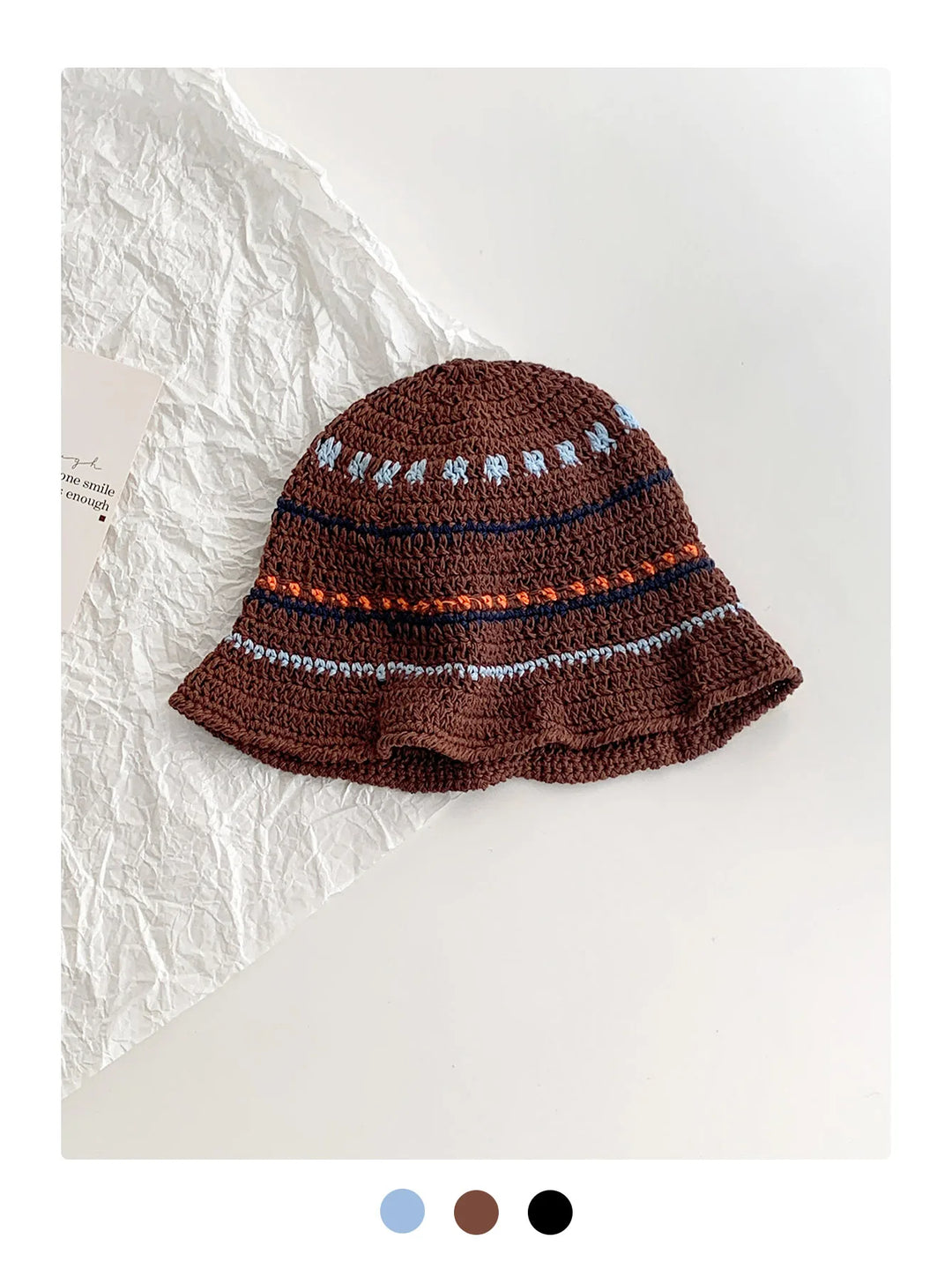Womens Knit Fisherman Hat Striped Pattern