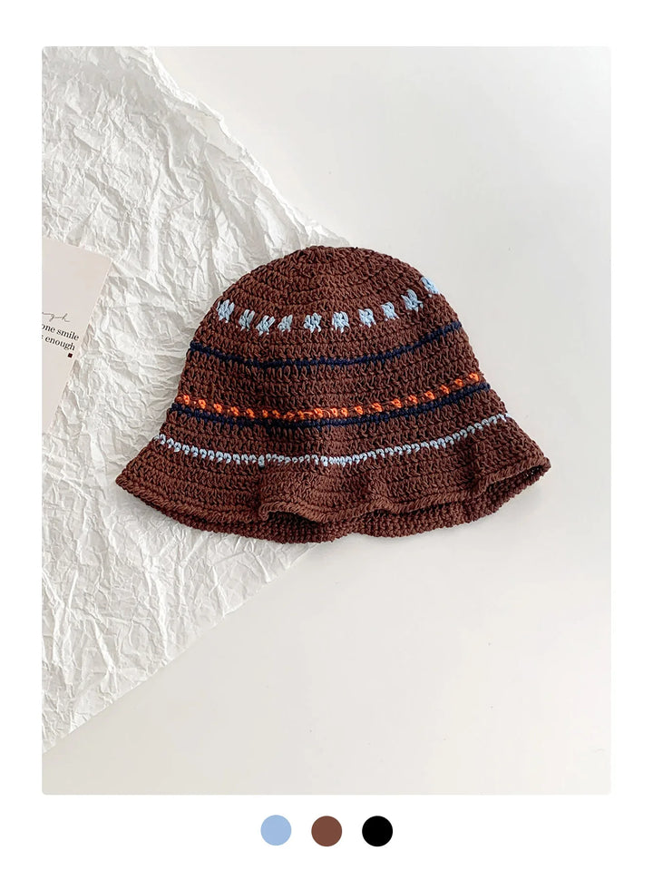 Womens Knit Fisherman Hat Striped Pattern