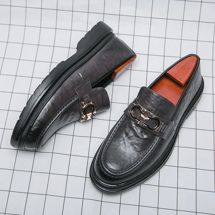 Mens Leather Loafers Slip-On Classic Fit