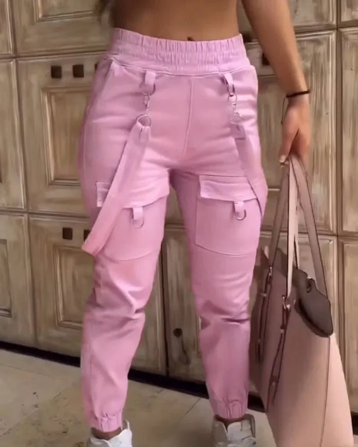 Womens Casual Cargo Pants Wide Leg Comfortable Fit - BritishMode
