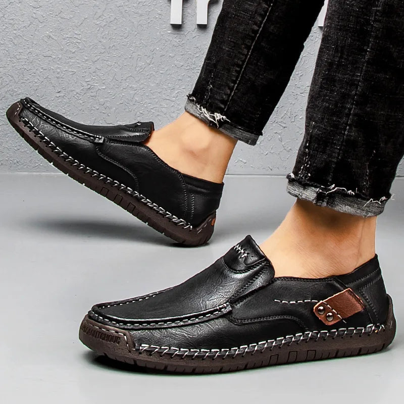 Mens Loafers Genuine Leather Slip-On