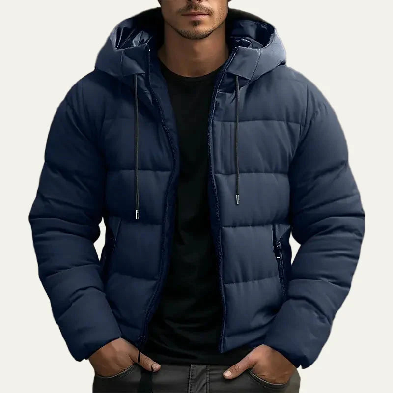 Mens Quilted Puffer Jacket with Hooded Design