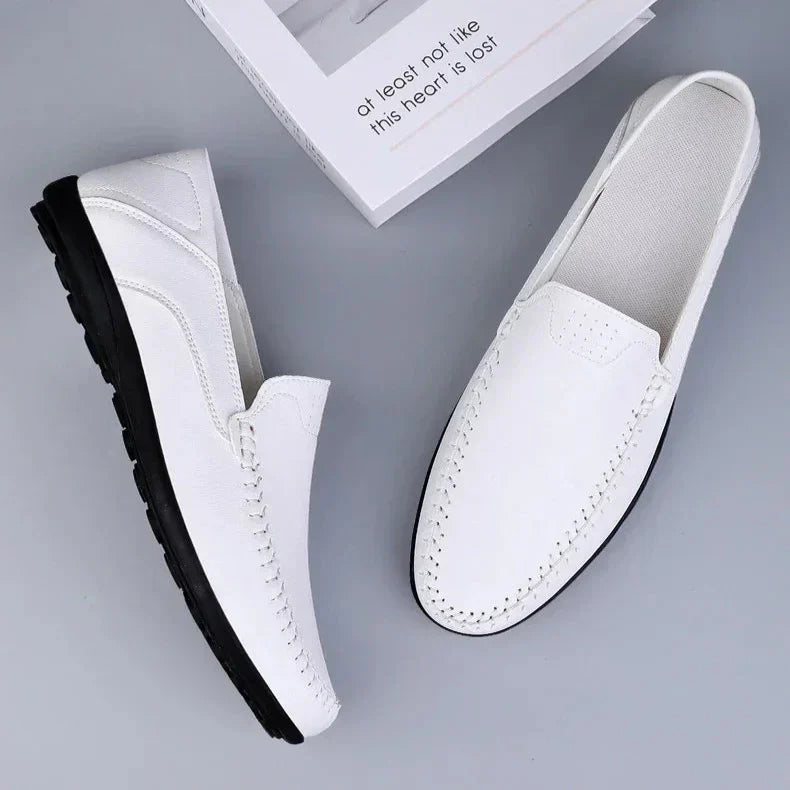 Mens Leather Loafers Slip-On Classic Fit