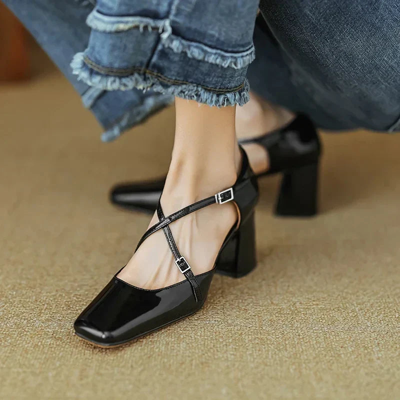 Womens Genuine Leather Heels Classic Fit