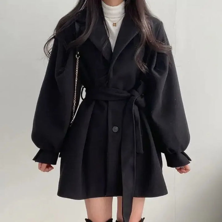 Womens Fitted Trench Coat with Belt Short Length