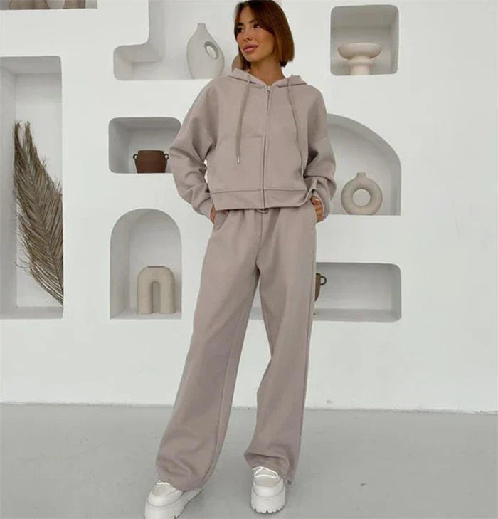 Womens Fleece Tracksuit Set Relaxed Fit