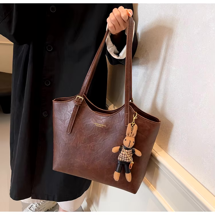 Womens Vegan Leather Shopping Bag Spacious Elegant Design