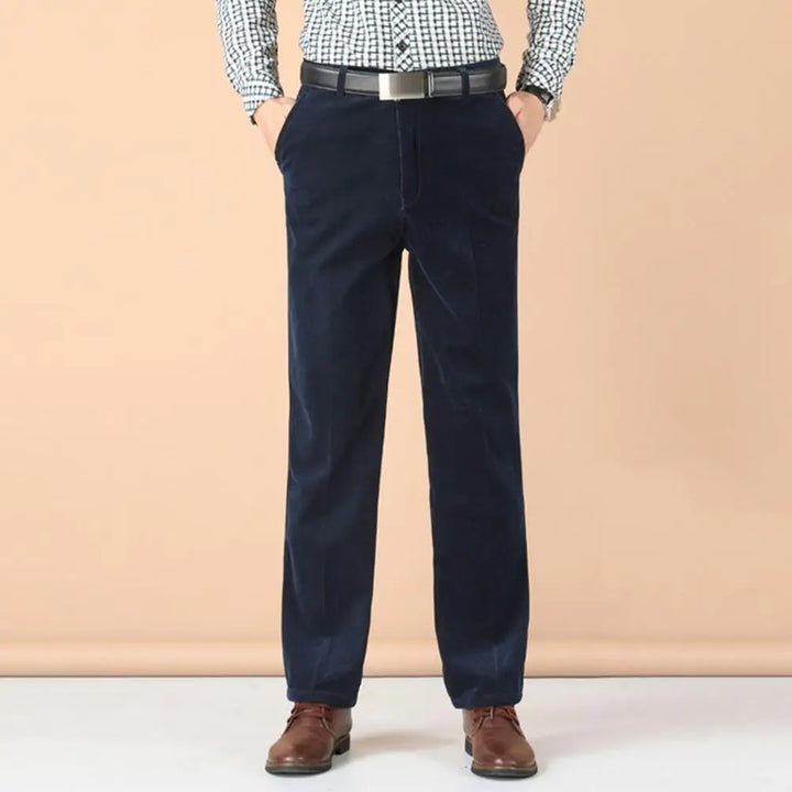 Mens Cotton Pants Classic Fit Straight Leg