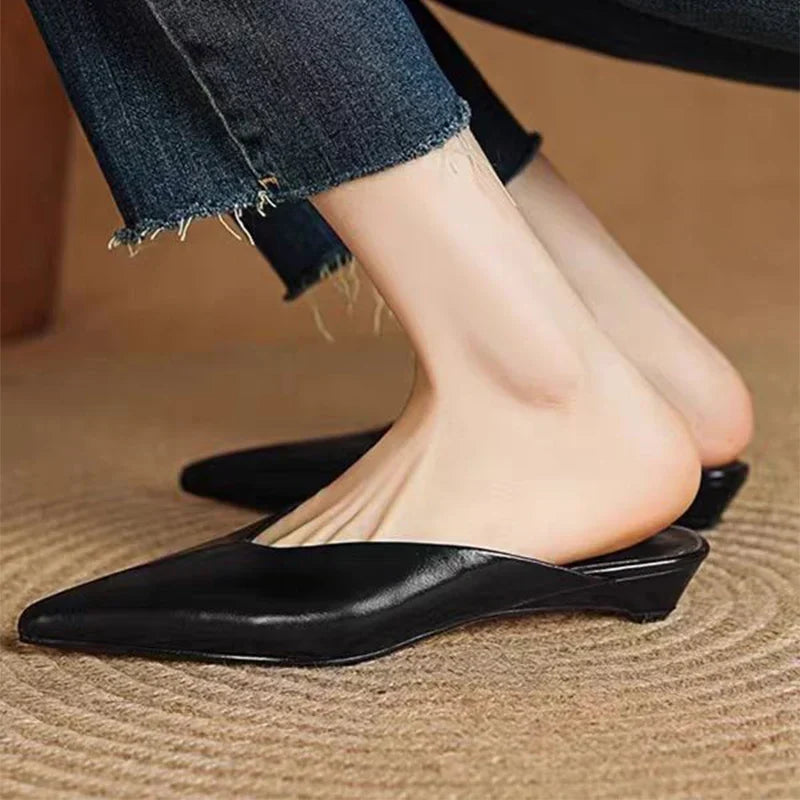 Womens Leather Mules Slip-On Comfortable Fit