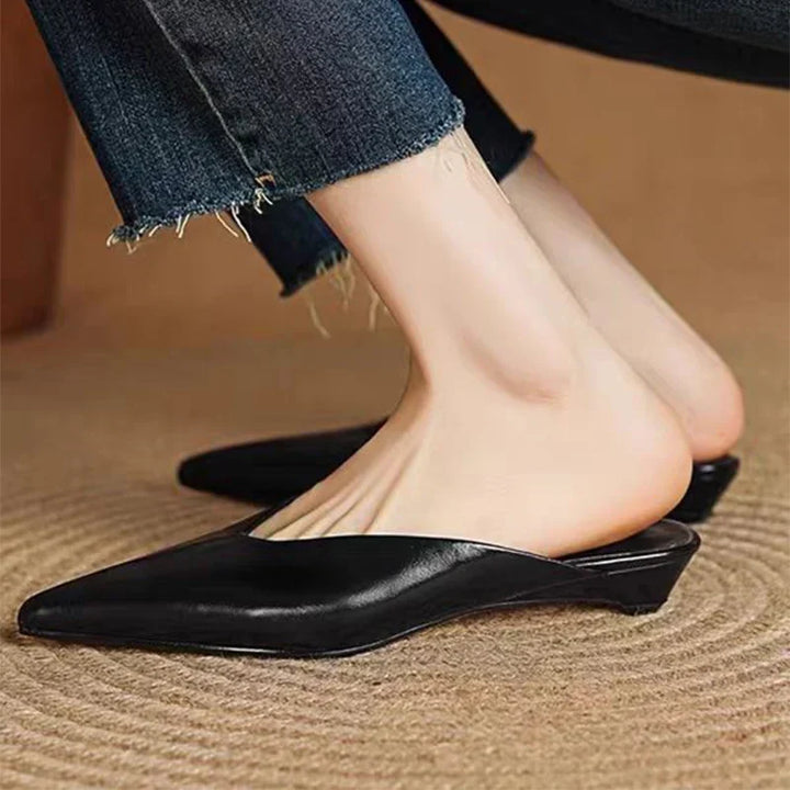 Womens Leather Mules Slip-On Comfortable Fit